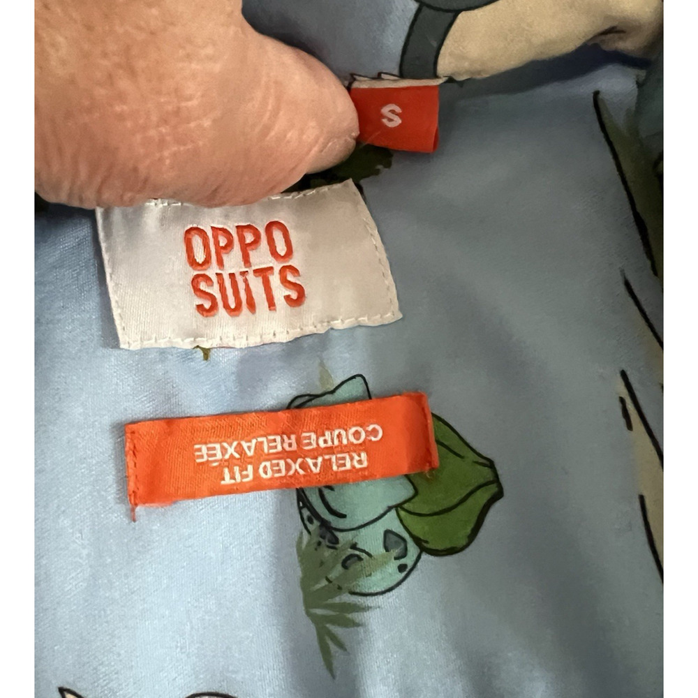 OppoSuits Pokémon Men's Short Sleeve Shirt Small Blue Forest Print Button Up - Picture 12 of 16